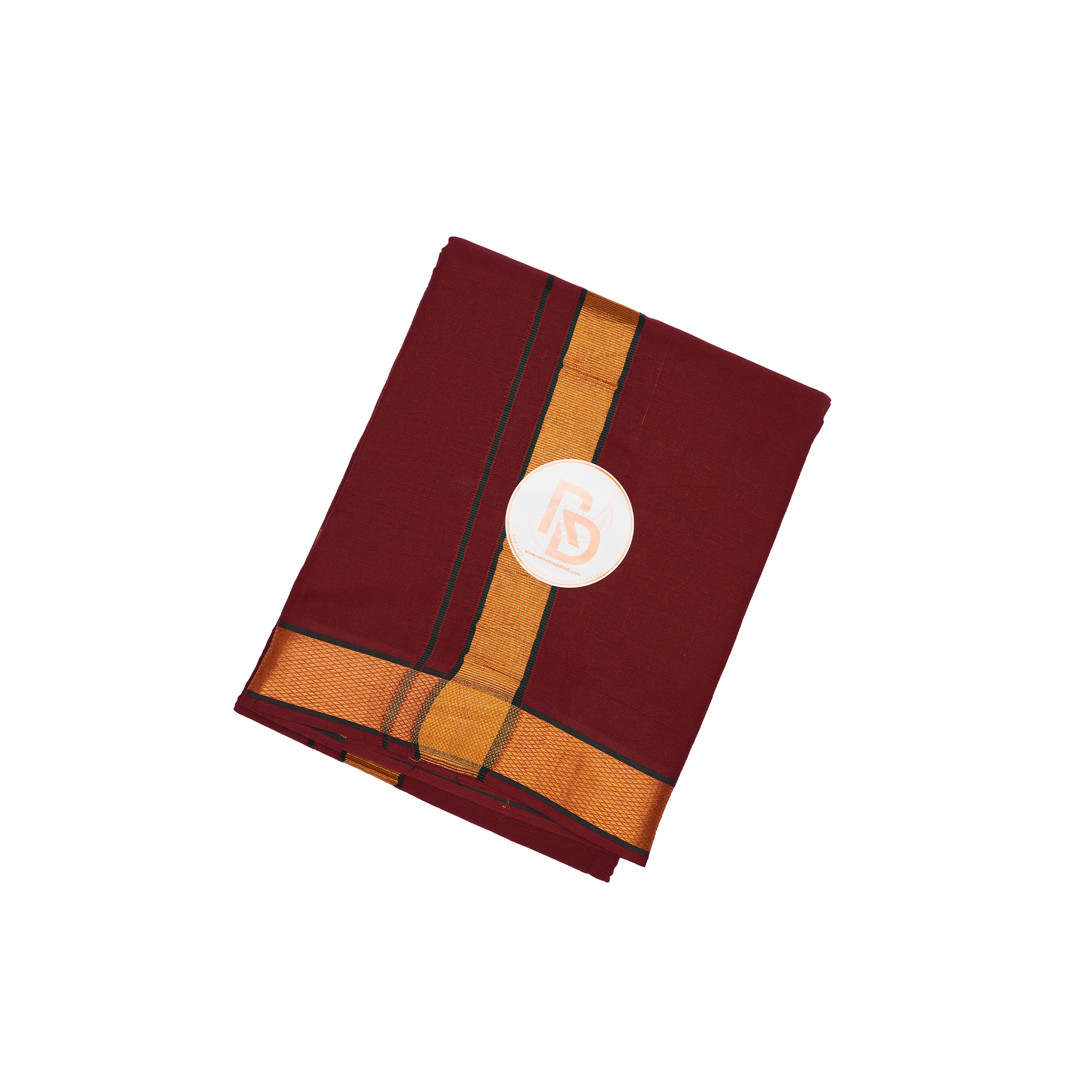 golden temple border maroon cotton dhoti set