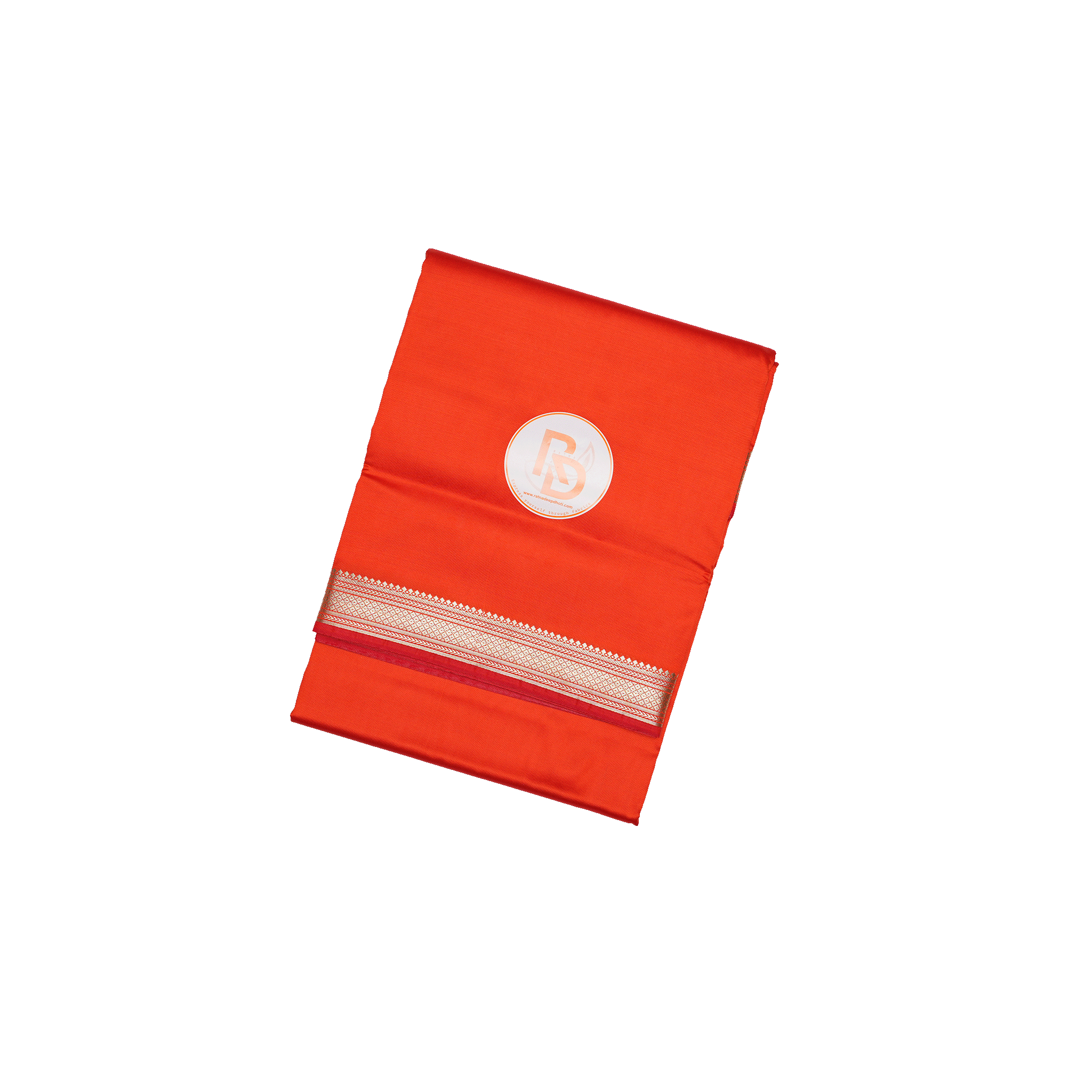 heritage kasab border artificial silk light red dhoti set