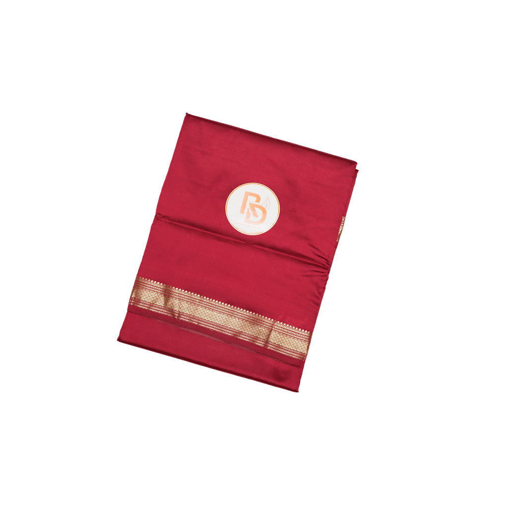 heritage kasab border artificial silk maroon dhoti set