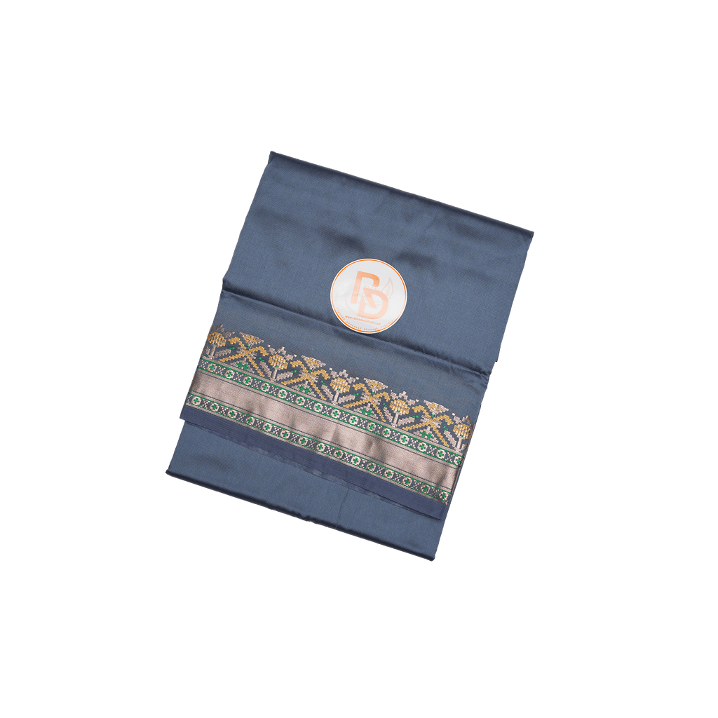 jacquard border patoda semi silk grey dhoti set