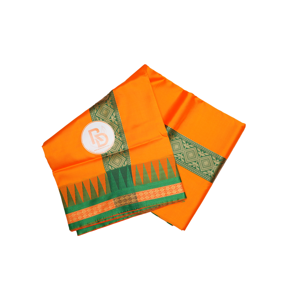 light orange silk dhoti set