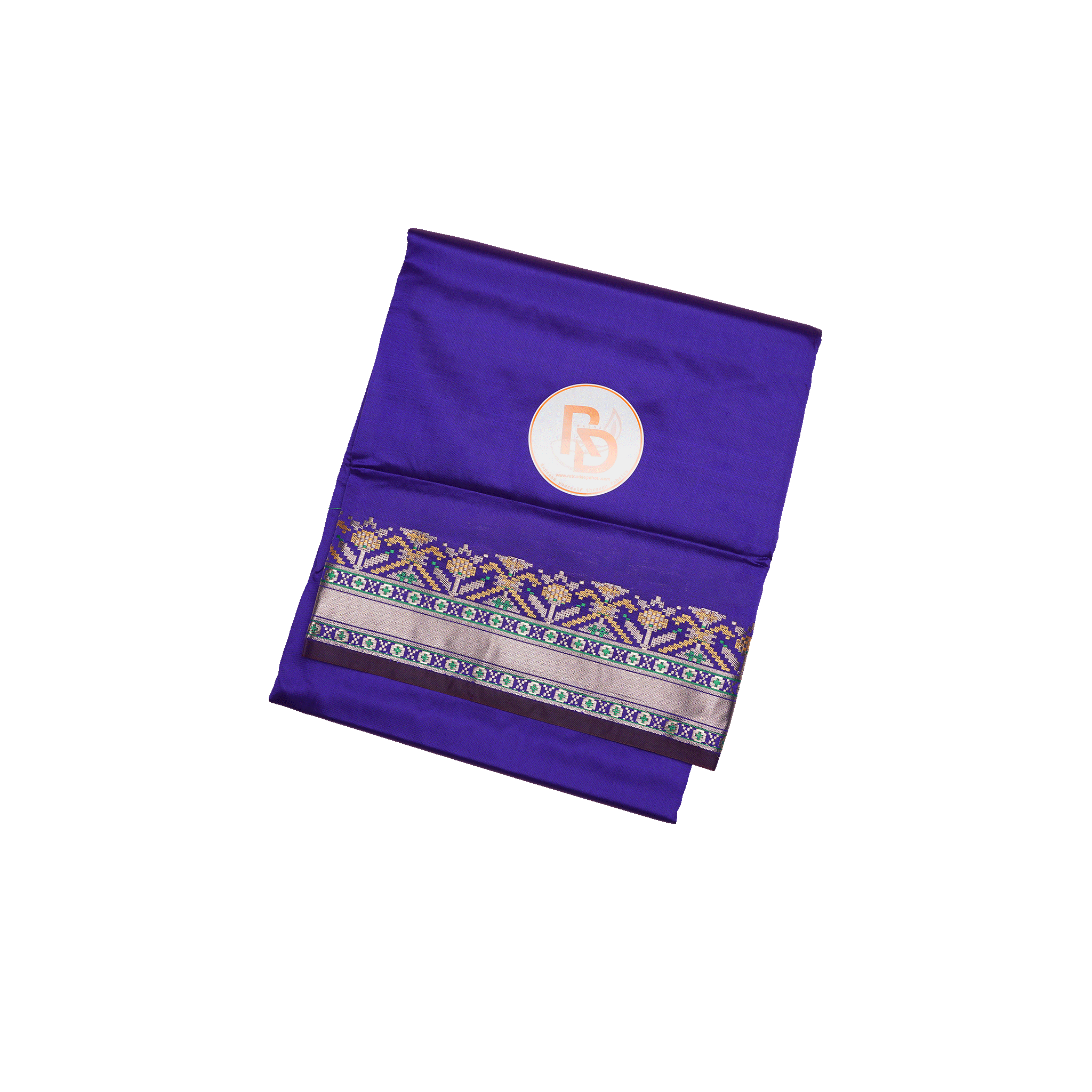 luxurious woven border stylish patoda jode semi silk navi blue dhoti set