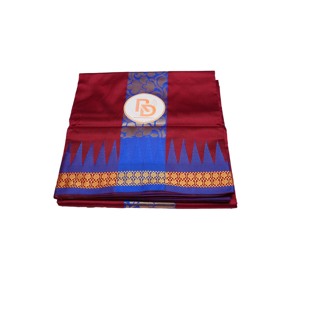 maroon silk dhoti set