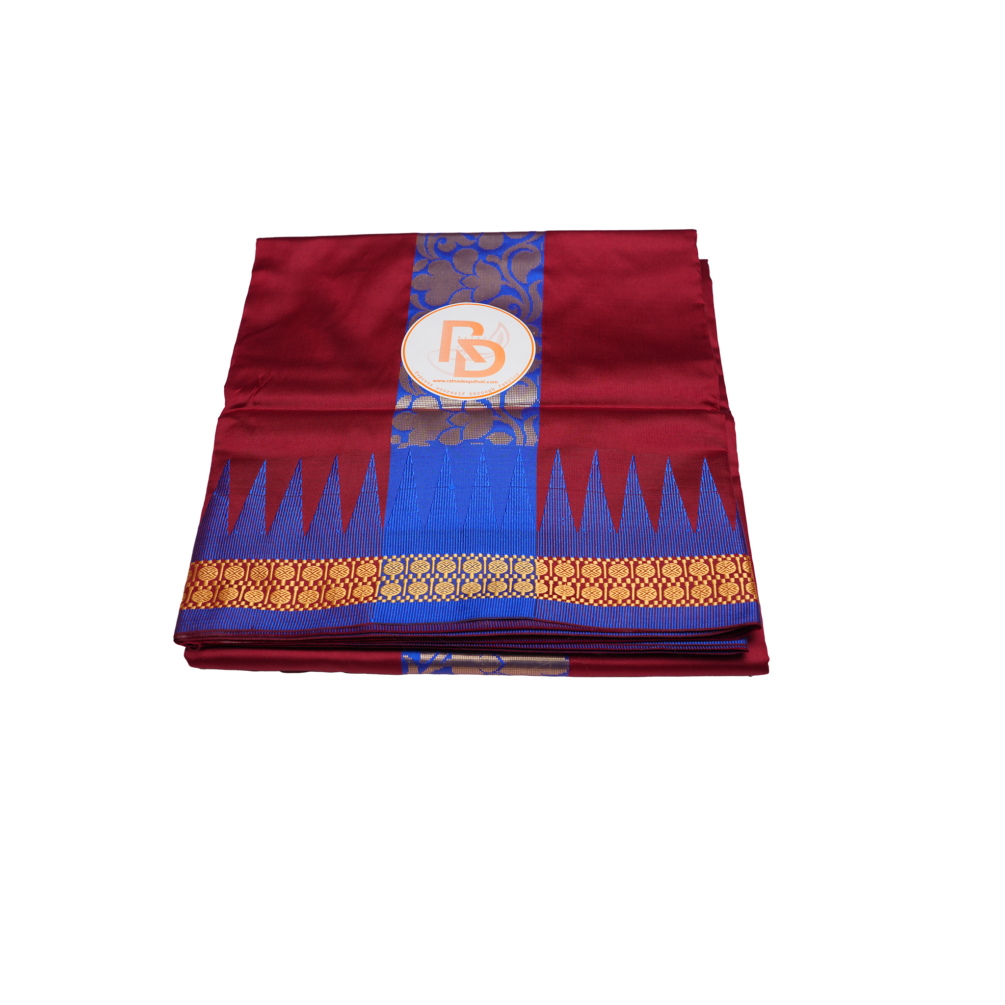 maroon silk dhoti set