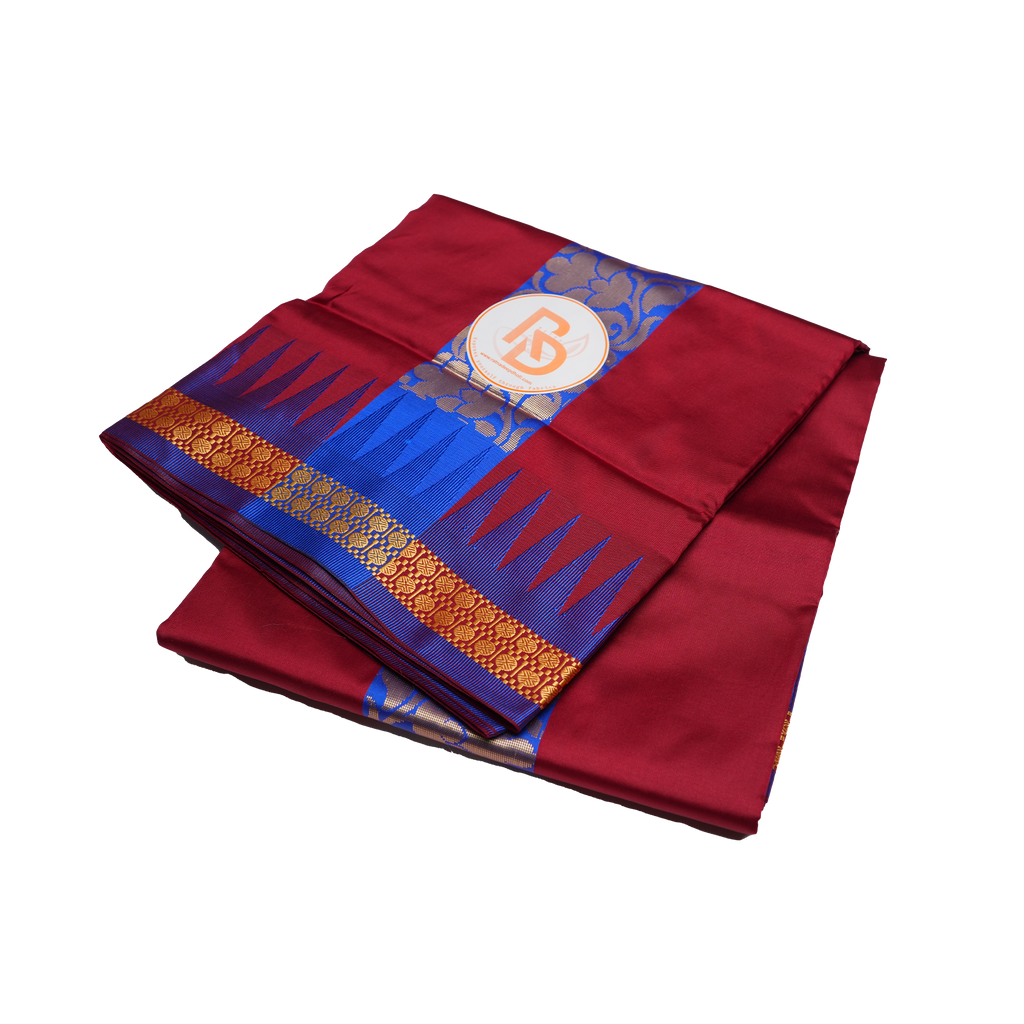 maroon silk dhoti set