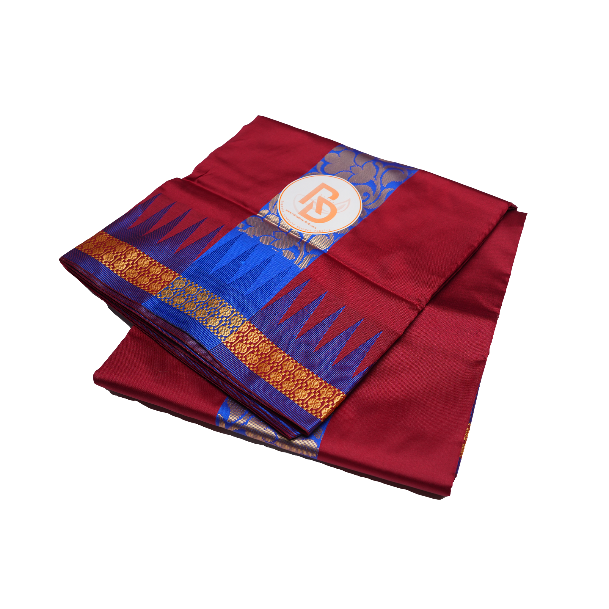 maroon silk dhoti set