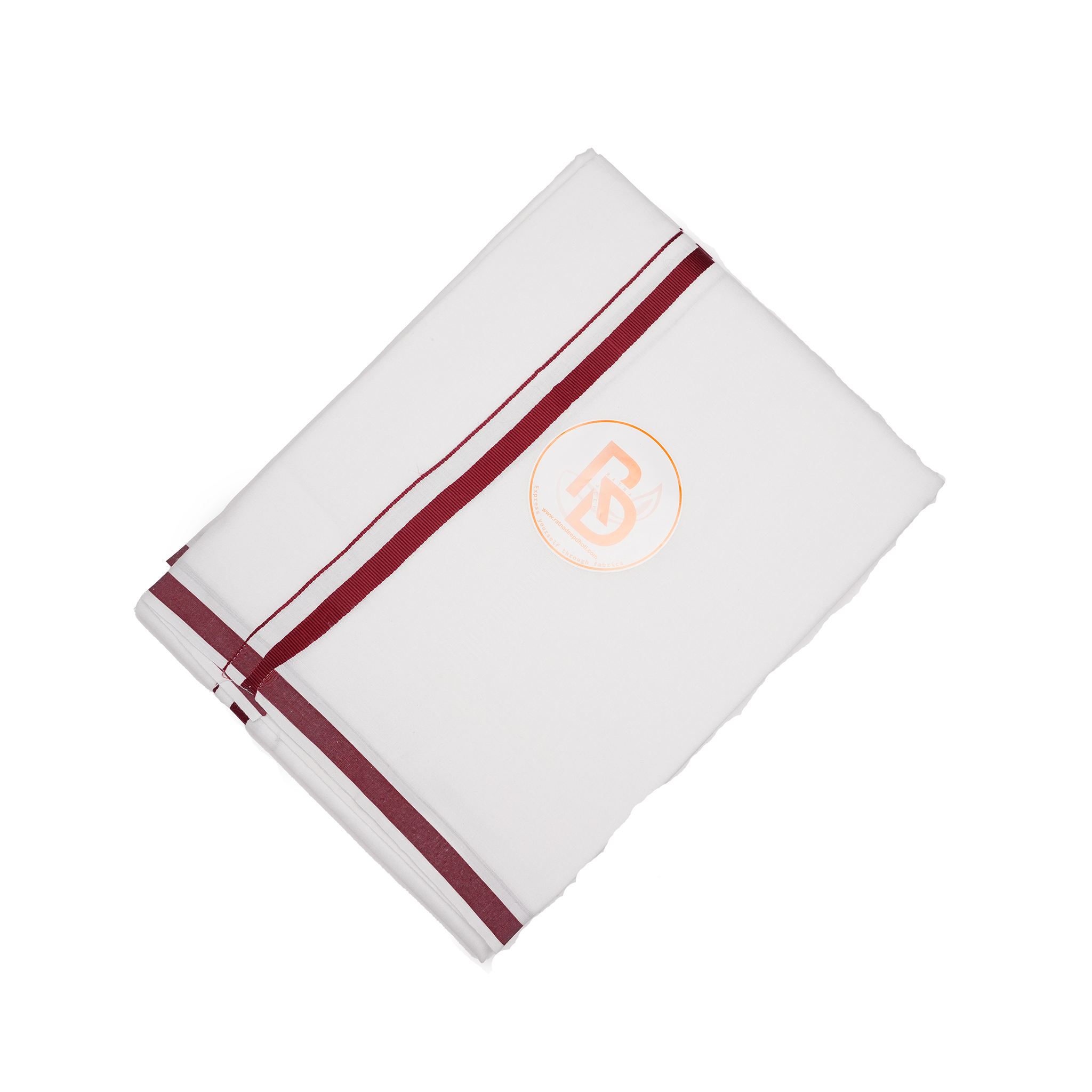 Maroon bordered white cotton dhoti set