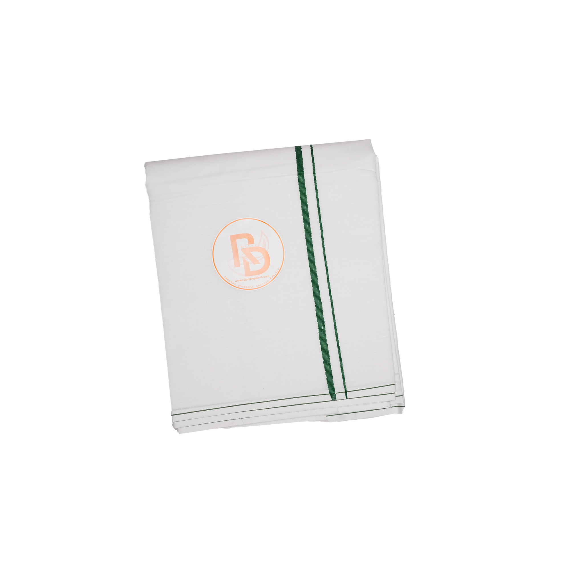 minister style green border white cotton dhoti set