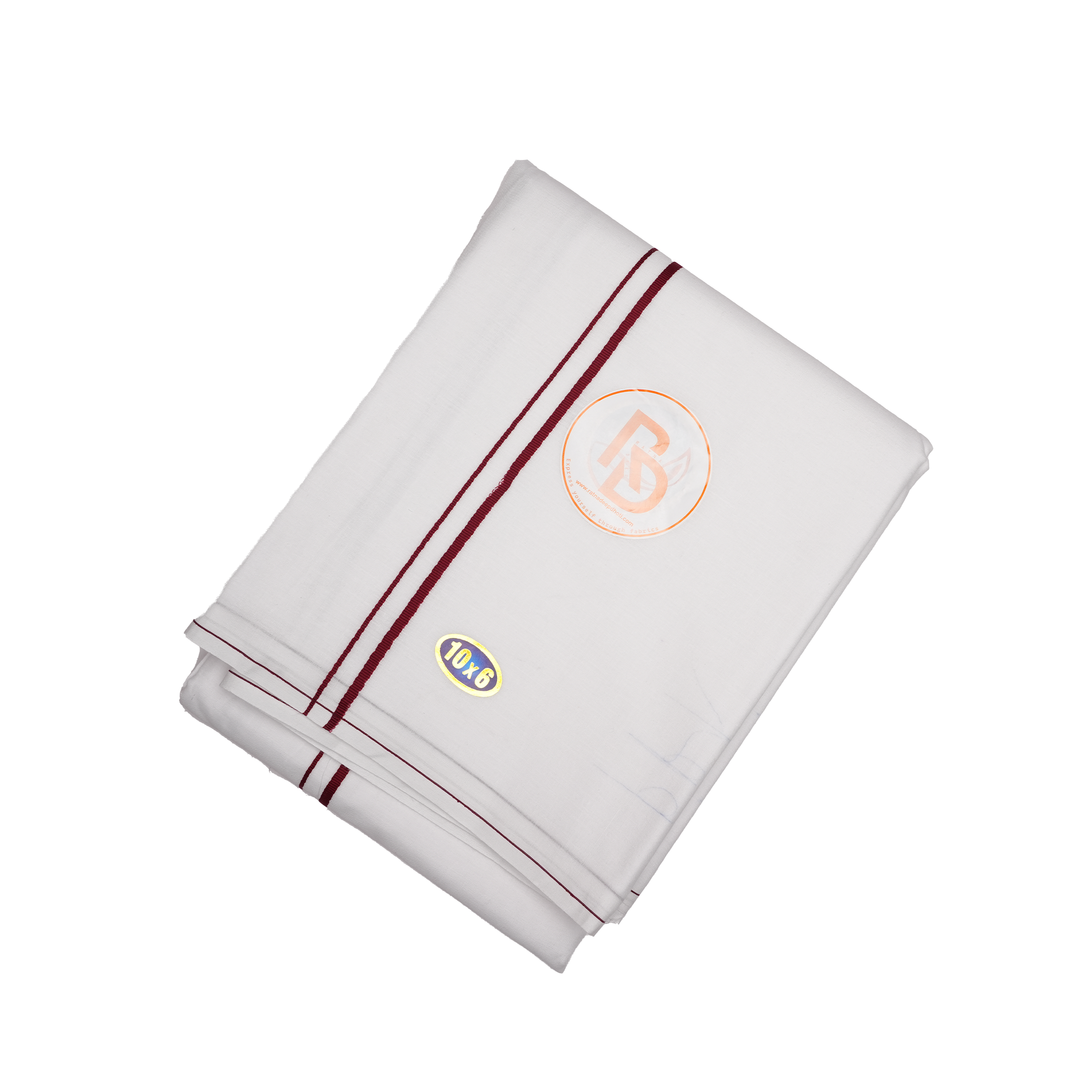minister style maroon border white cotton dhoti set