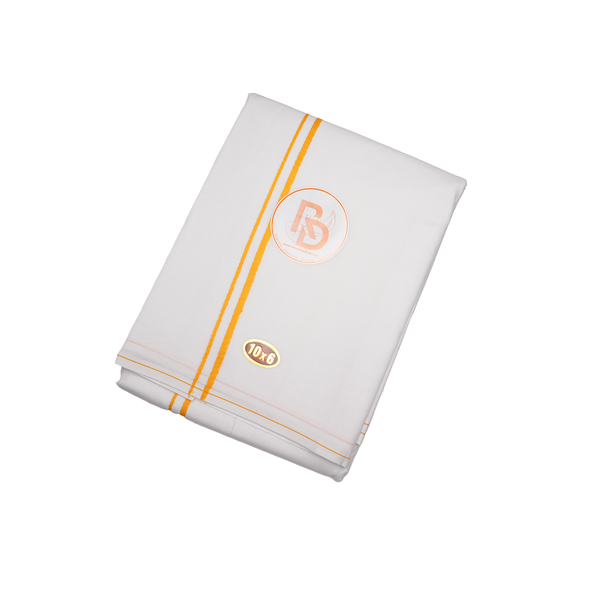 minister style yellow border white cotton dhoti set