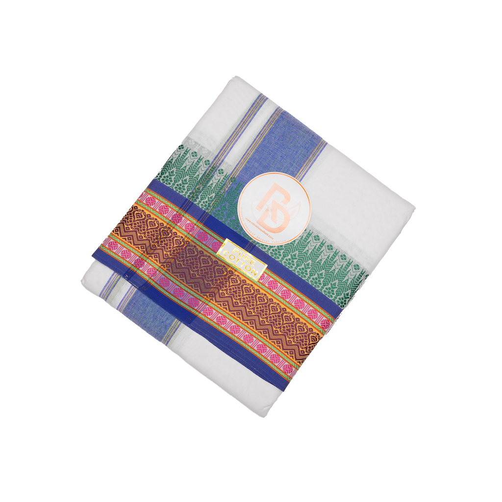traditional multicolour white pure cotton dhoti set