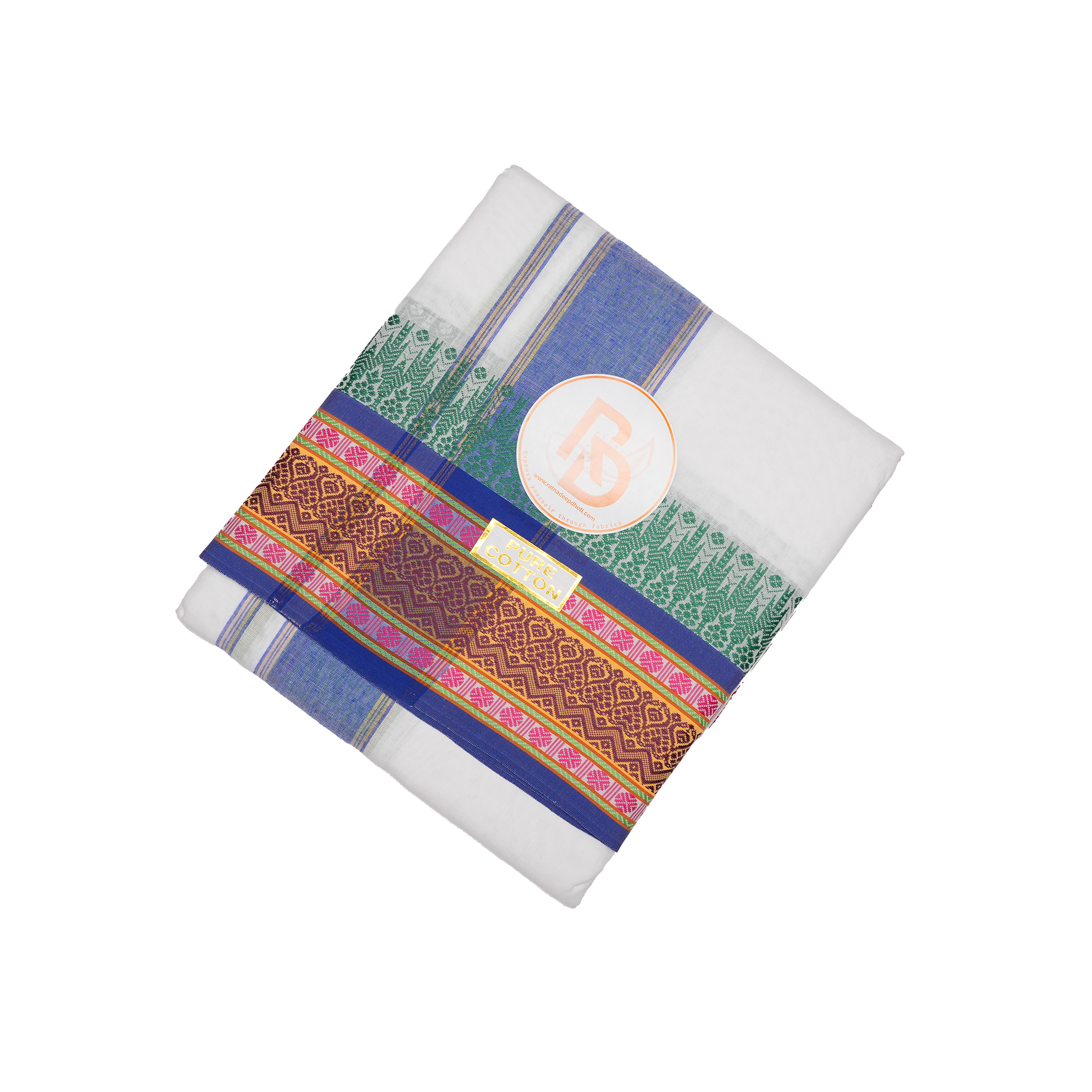 traditional multicolour white pure cotton dhoti set