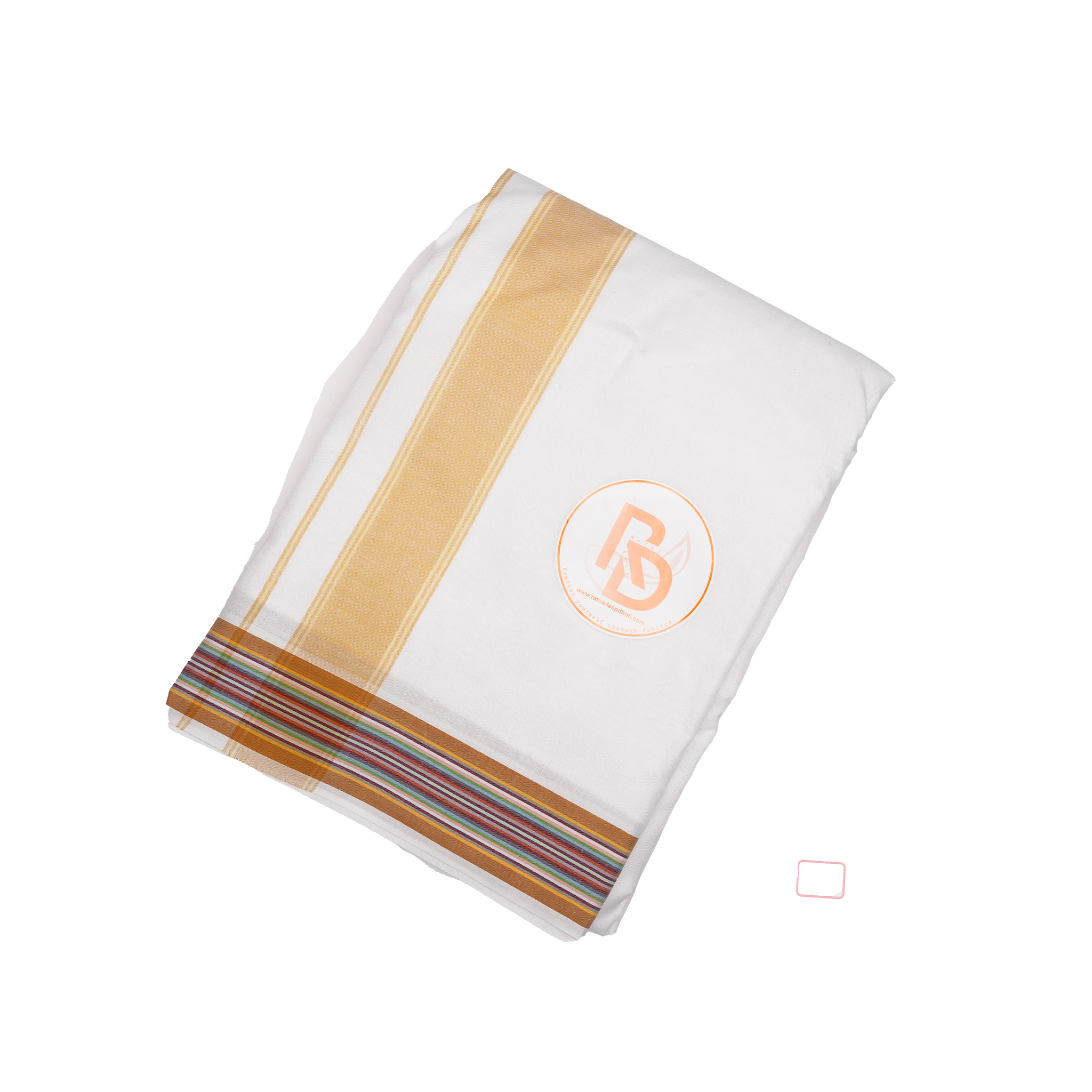 mustard gold fine border white cotton dhoti set