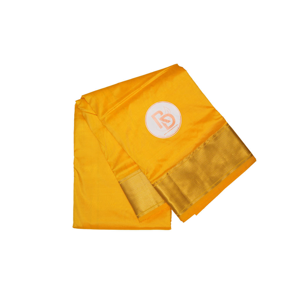 Men's Mustard Yellow Dhoti (10 × 6) Set with Premium Gold Border