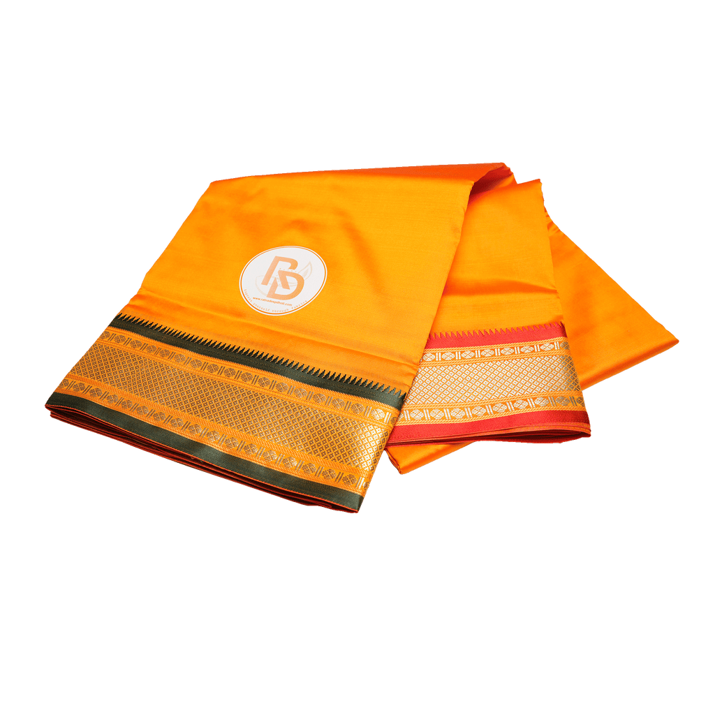paithani border artificial silk orange dhoti set