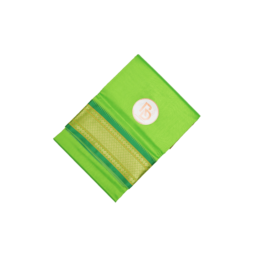paithani border artificial silk parrot green dhoti set