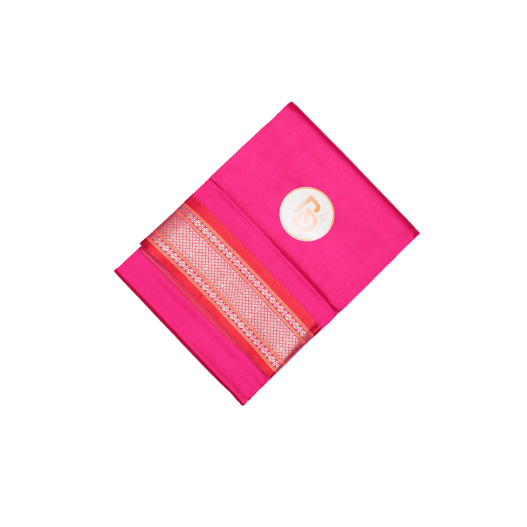 paithani border artificial silk pink dhoti set