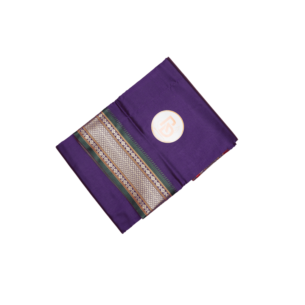 paithani border artificial silk purple dhoti set