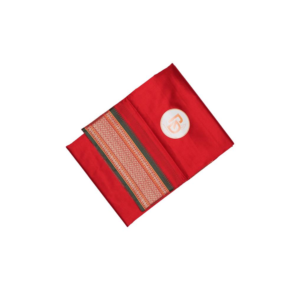 paithani border artificial silk red dhoti set