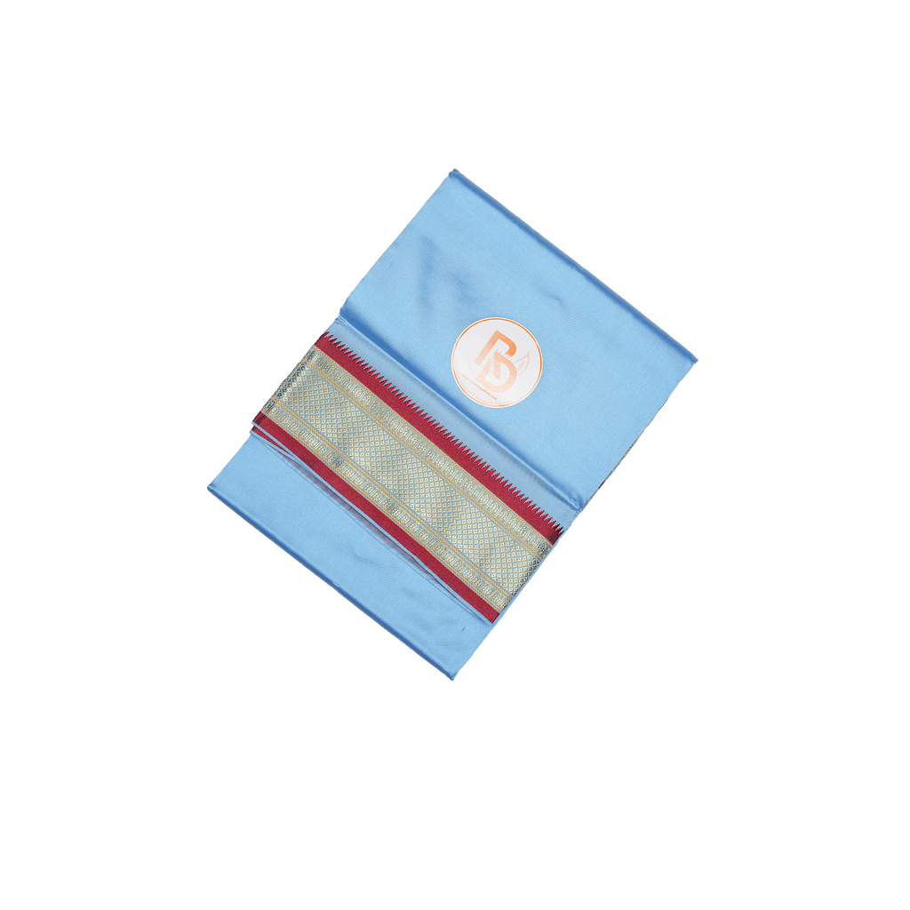 paithani border artificial silk sky blue dhoti set