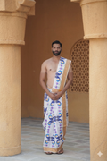 Men attire handprint cotton dhoti with uparana