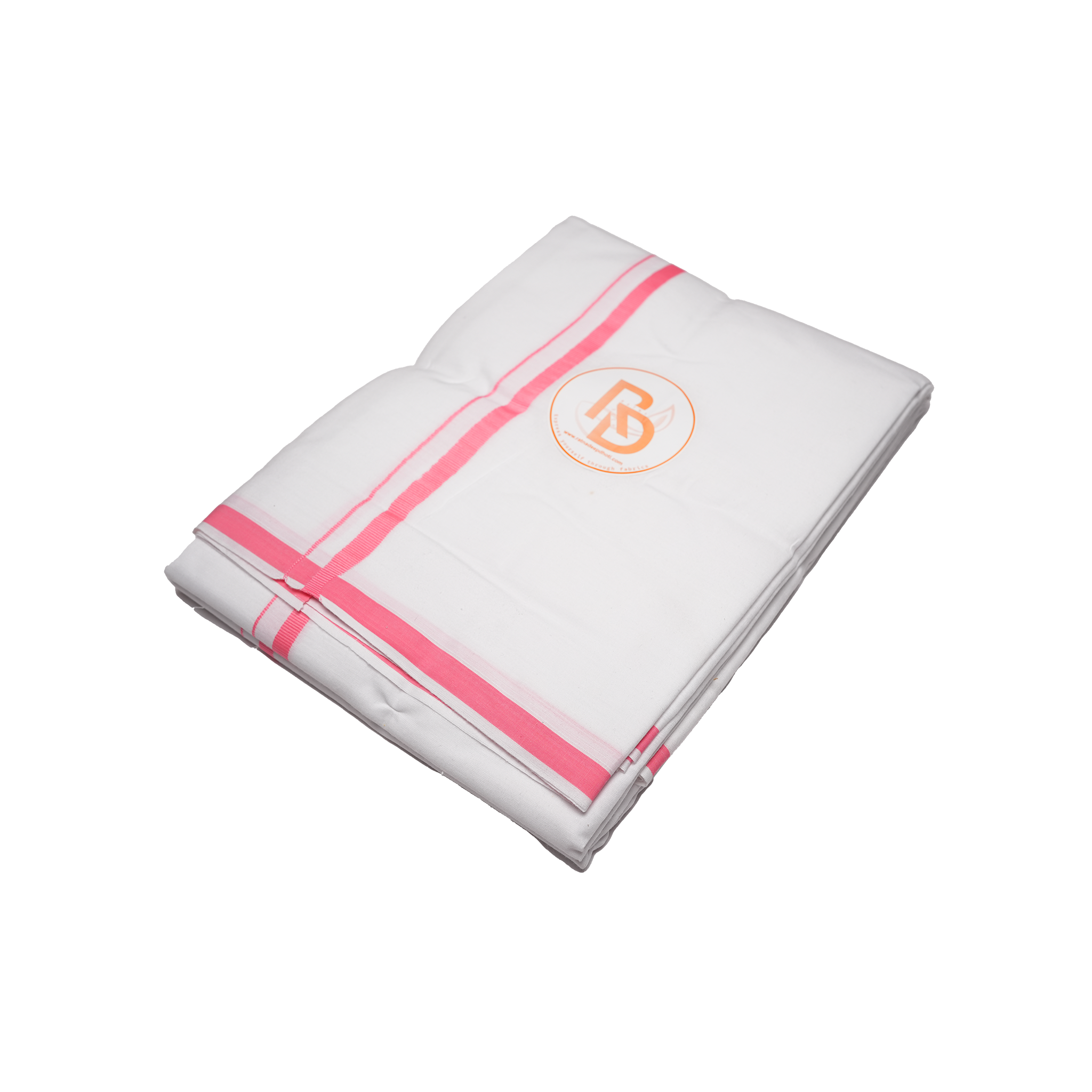 Elegant pink bordered white cotton dhoti set