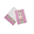 pink & green peacock embroidery border white cotton dhoti set