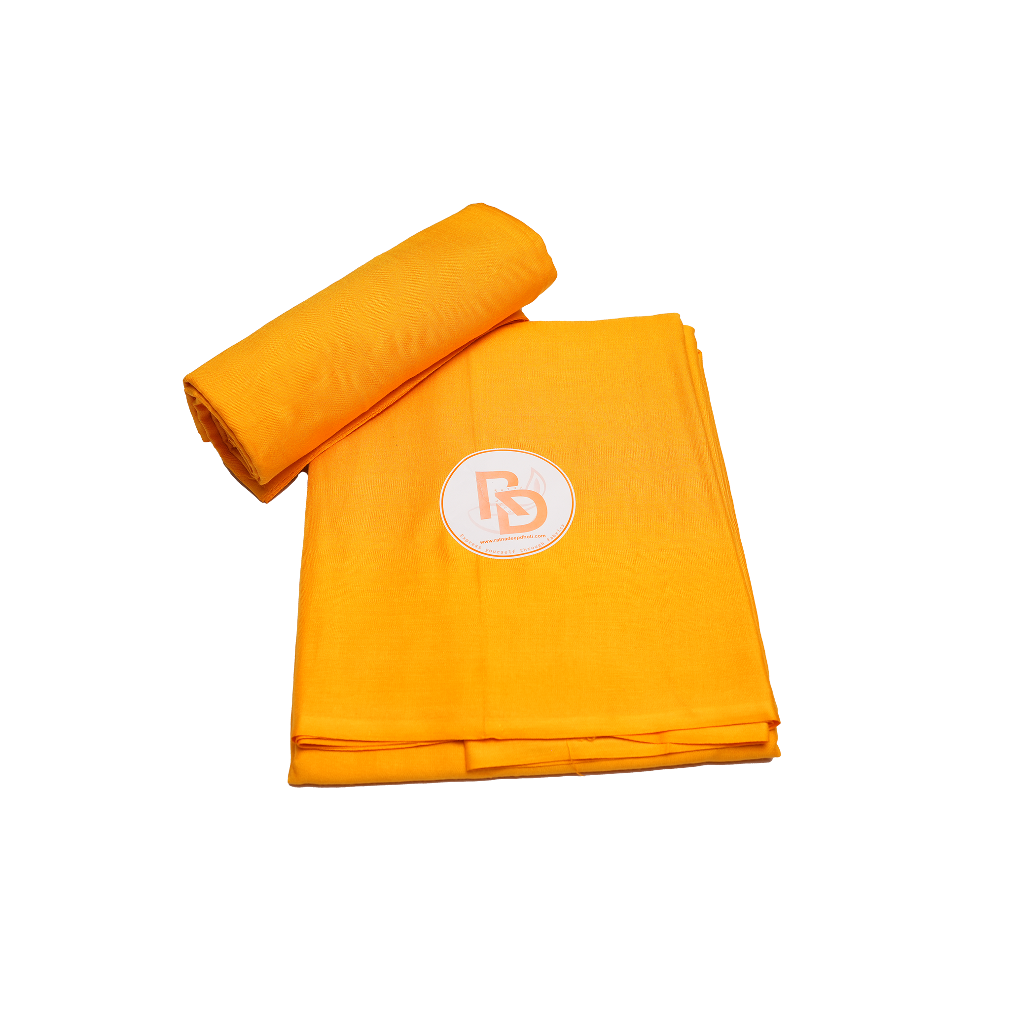 plain light orange cotton dhoti set