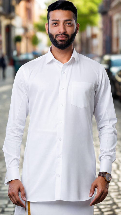 Plain white cotton shirt for men