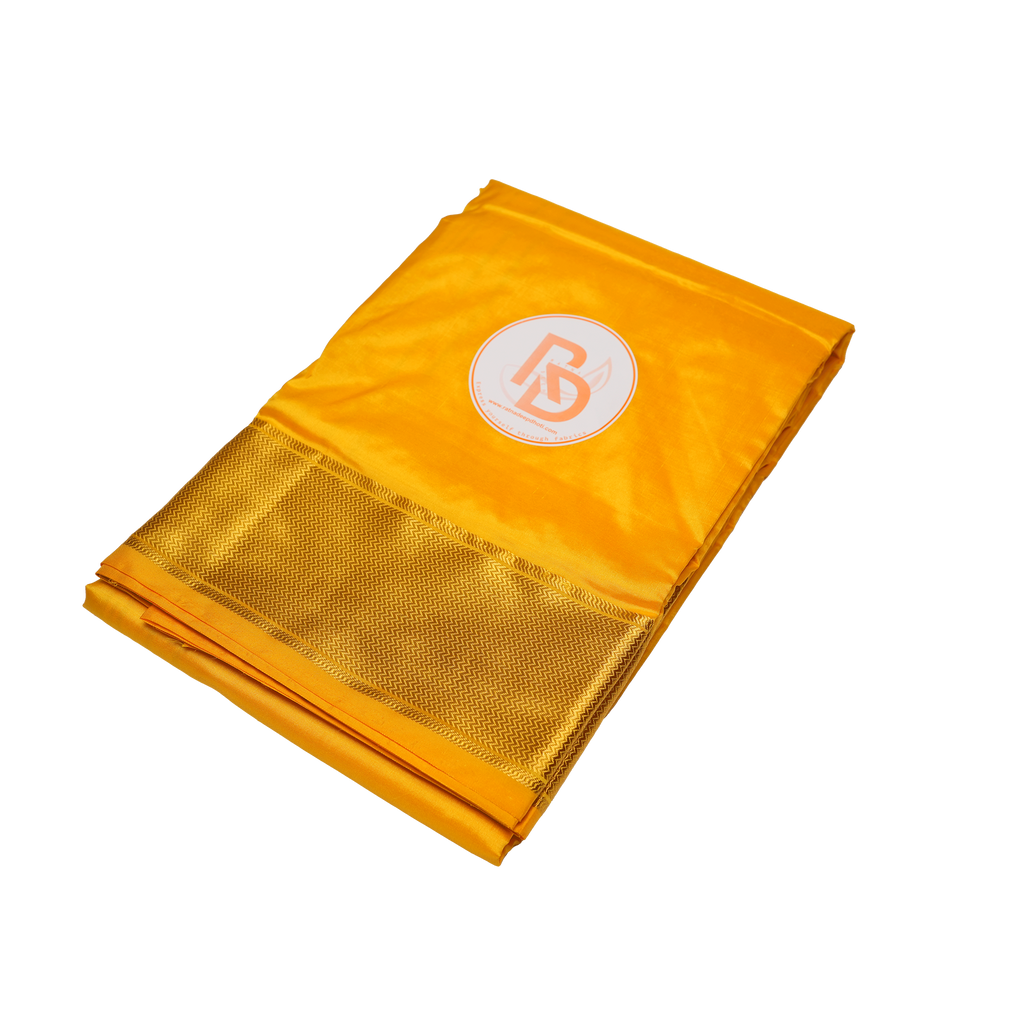 Men's Mustard Yellow Dhoti (10 × 6) Set with Premium Gold Border