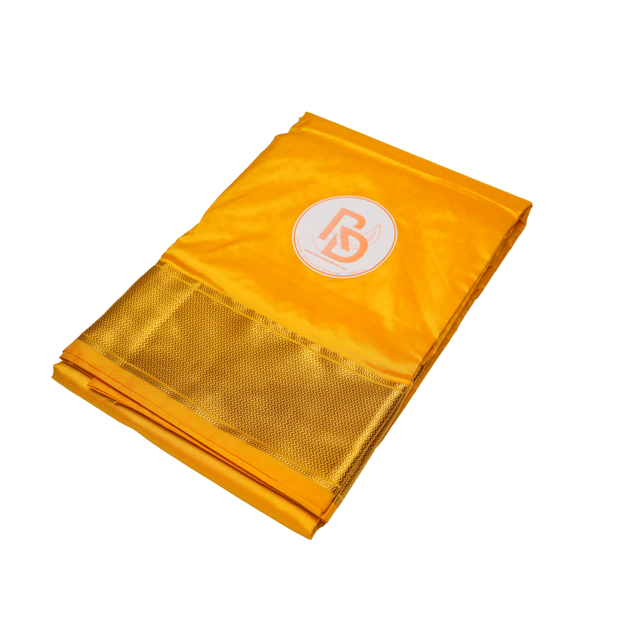 Men's Mustard Yellow Dhoti (10 × 6) Set with Premium Gold Border