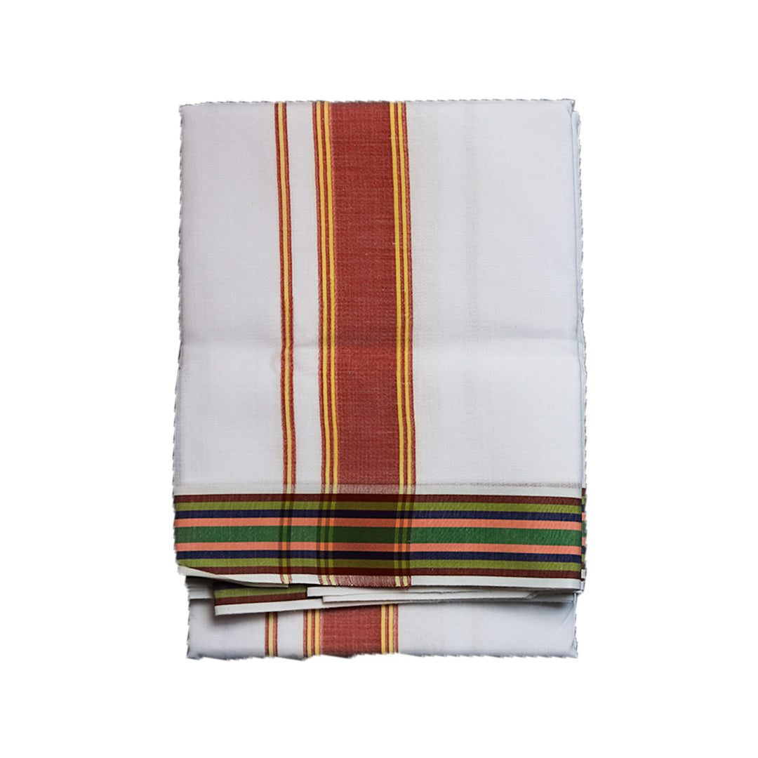Printed Cotton White Dhoti 4.5 Meter for Men - Elegant Traditional Wear by Ratnadeep