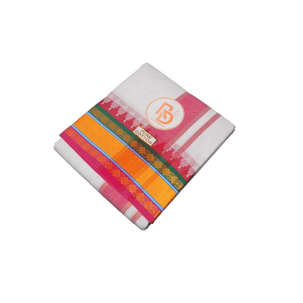 Pure cotton dhoti set with golden border
