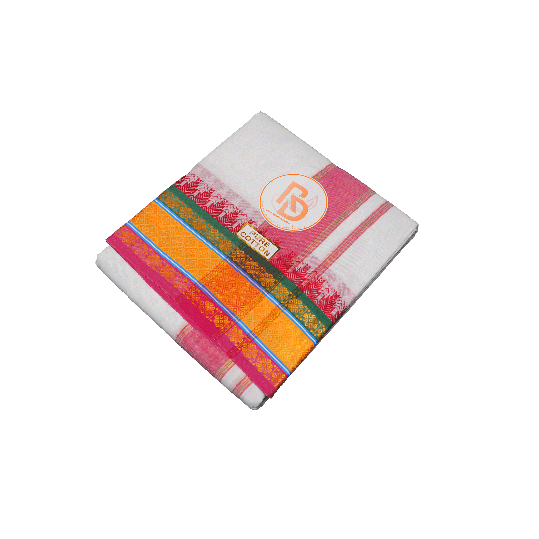 Pure cotton dhoti set with golden border