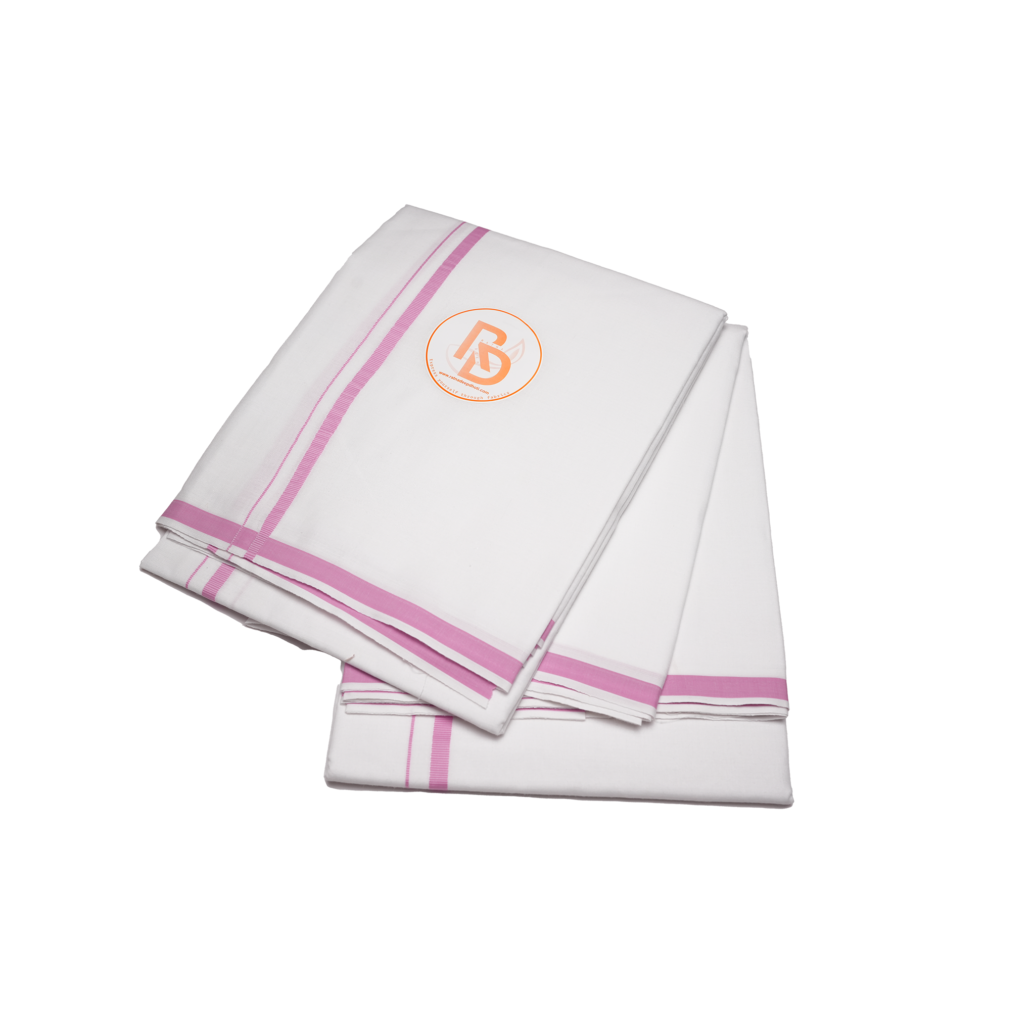 Classic purple border white cotton dhoti set