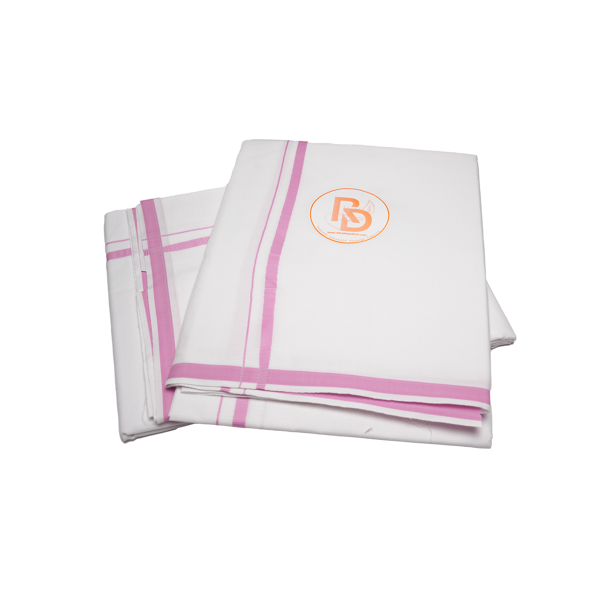 Classic purple border white cotton dhoti set