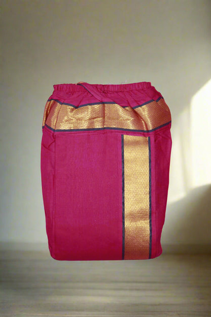 Gold Jari Border Readymade pink Dhoti Ratnadeep Dhoti