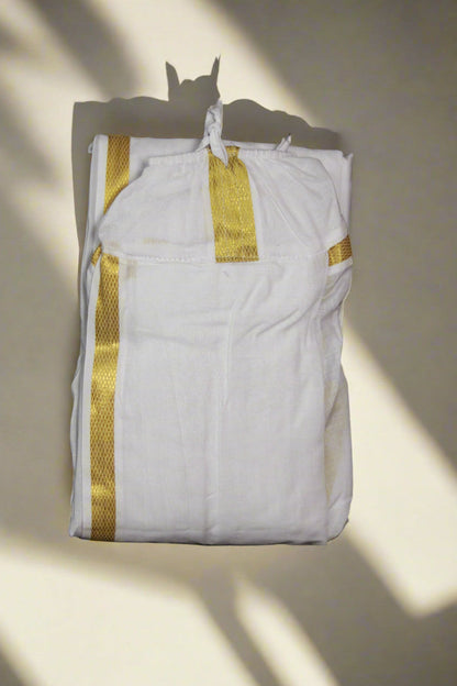 Gold Jari Border Readymade white cotton Dhoti Ratnadeep Dhoti