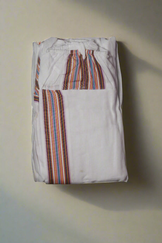 Wedding Cotton Dhoti with Multicolor Border – Elegant & Traditional Wear