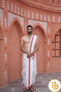 Red Lining Design Cotton Dhoti(10x6) Ratnadeep Dhoti