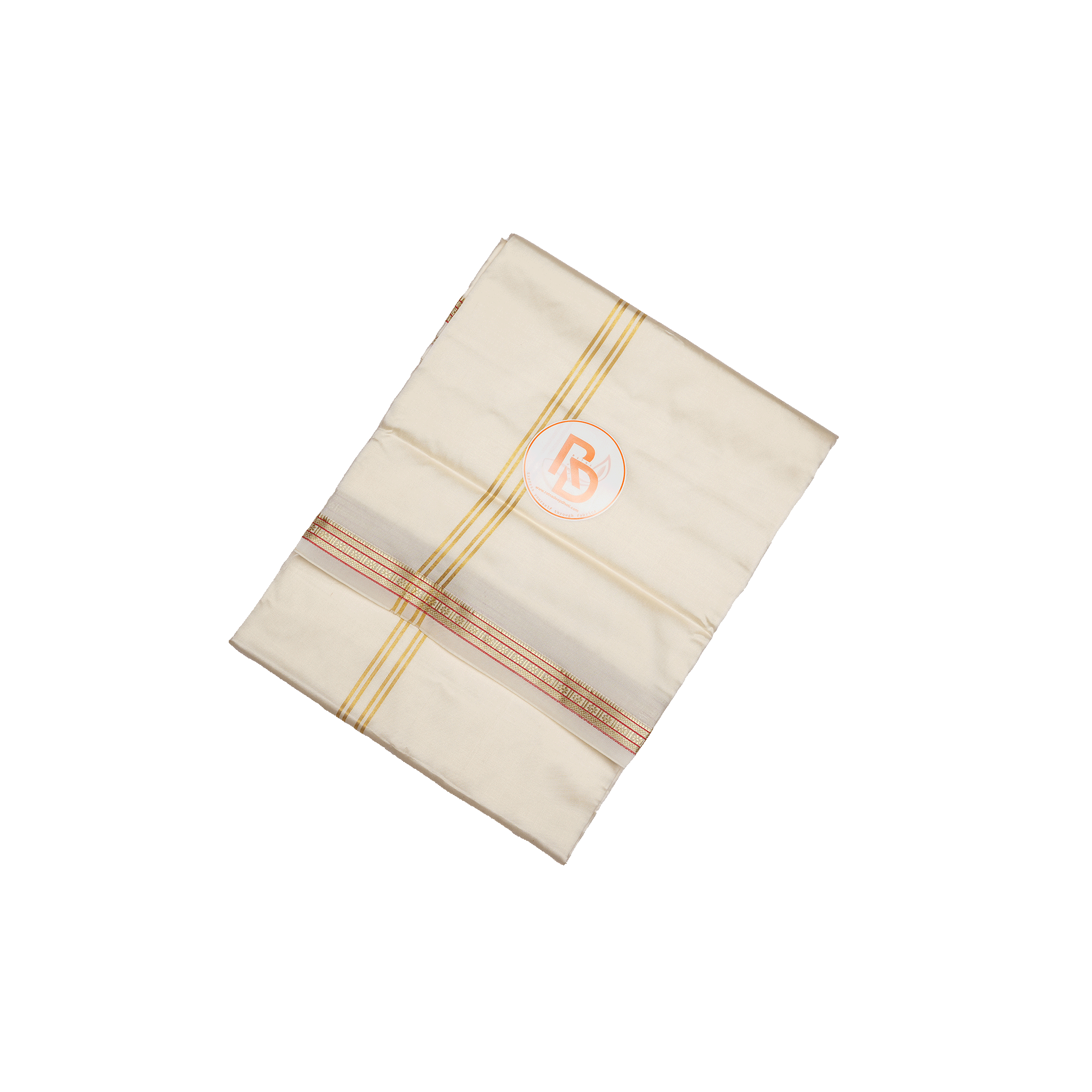 rudraksh border artificial silk cremish dhoti set
