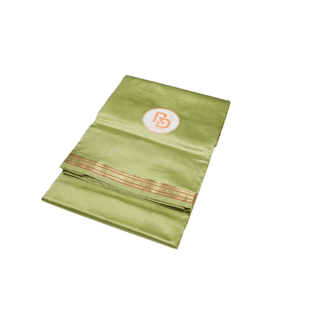 rudraksh border artificial silk light green dhoti set