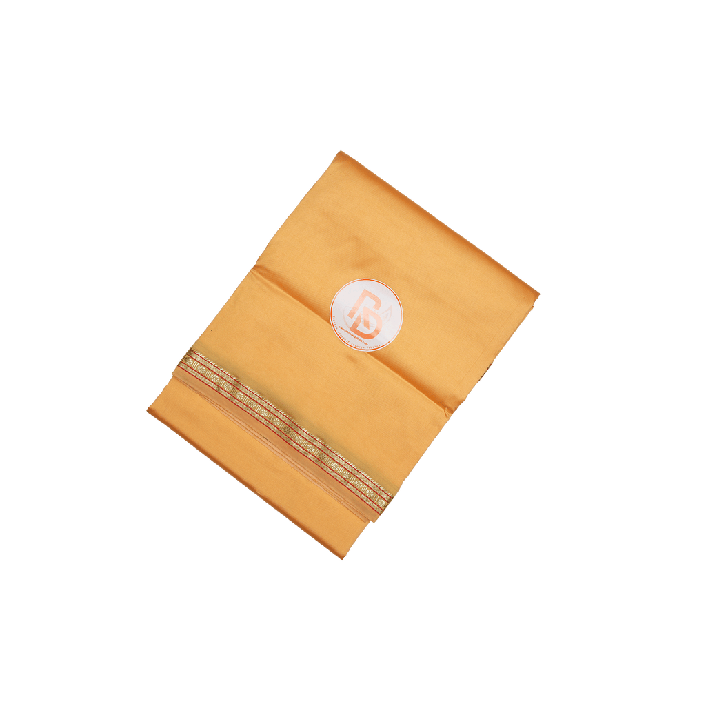 rudraksh border artificial silk light orange dhoti set