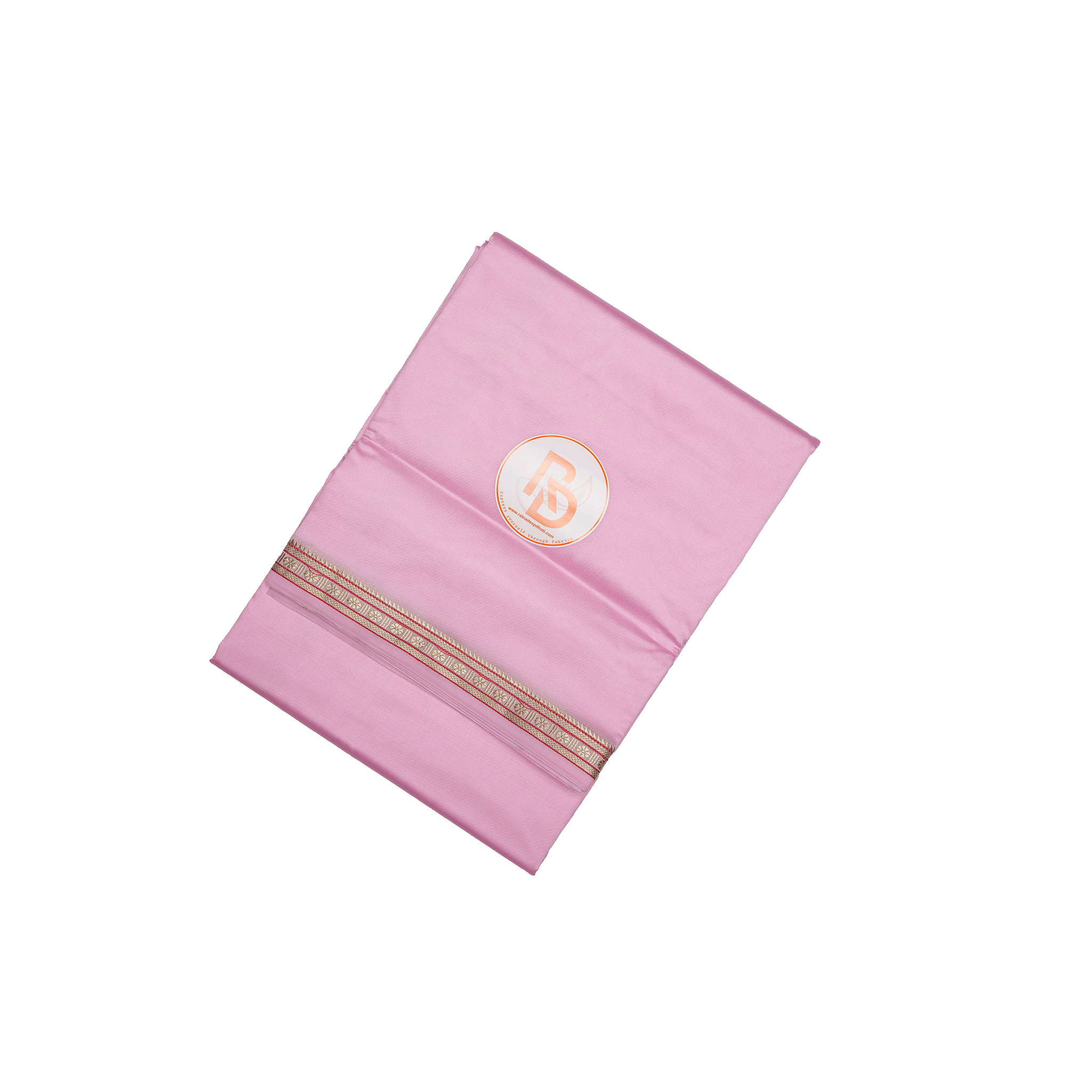 rudraksh border artificial silk light pink dhoti set