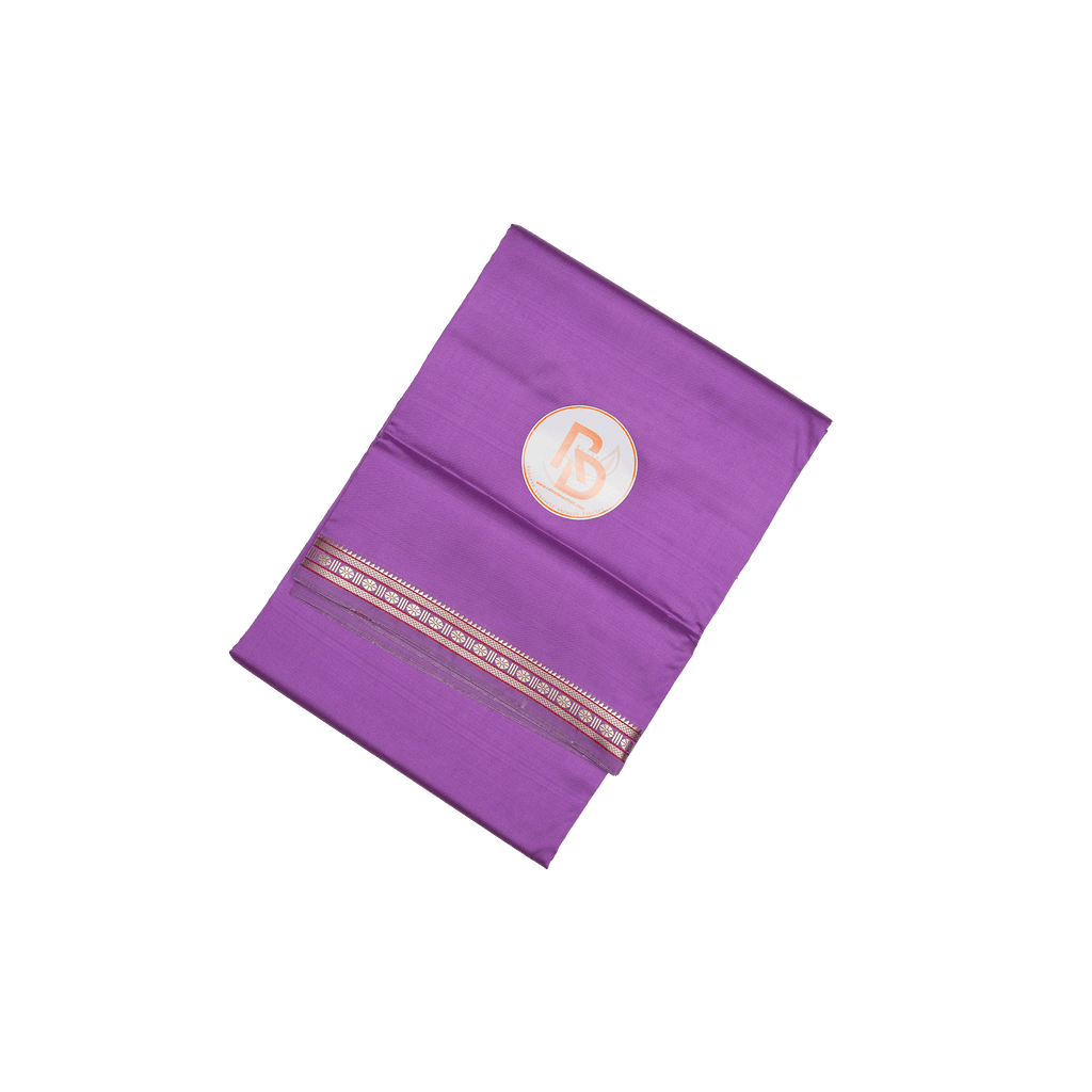 rudraksh border artificial silk light purple dhoti set