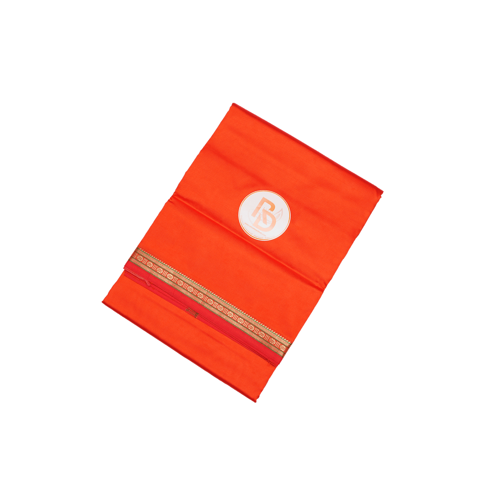 rudraksh border artificial silk orange dhoti set