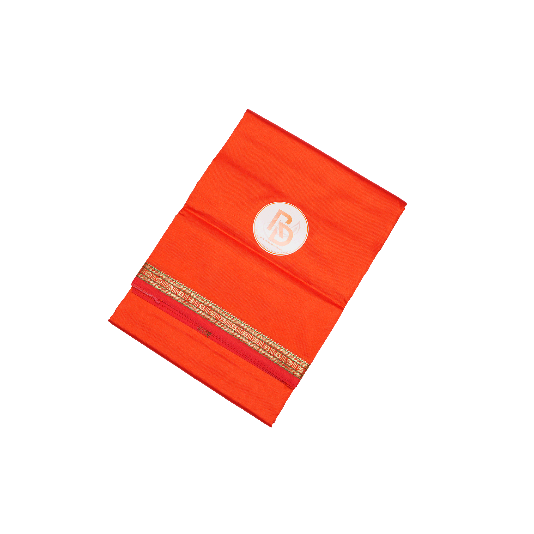 rudraksh border artificial silk orange dhoti set