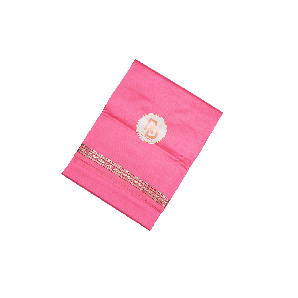 rudraksh border artificial silk pink dhoti set