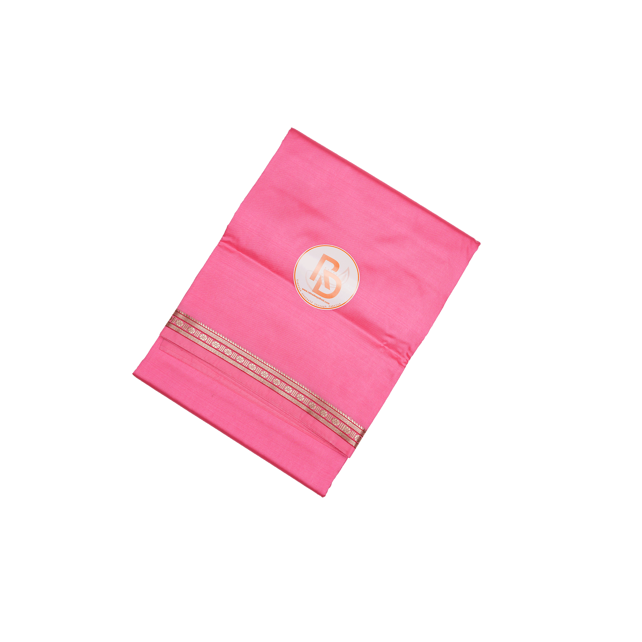 rudraksh border artificial silk pink dhoti set