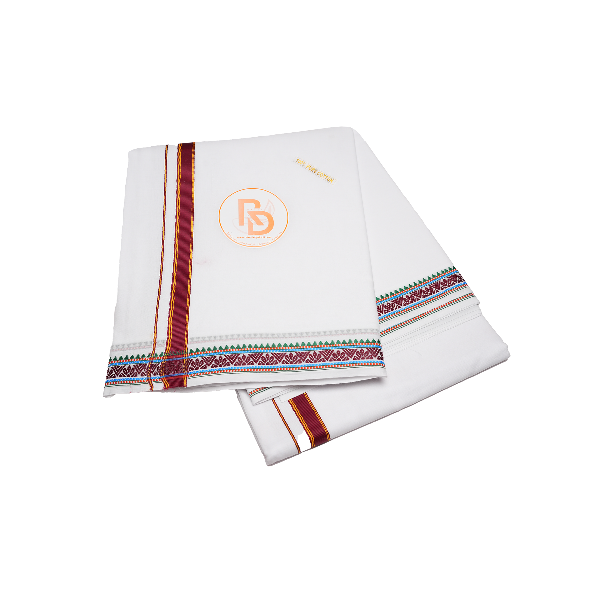 saptgiri handwoven border white cotton dhoti set
